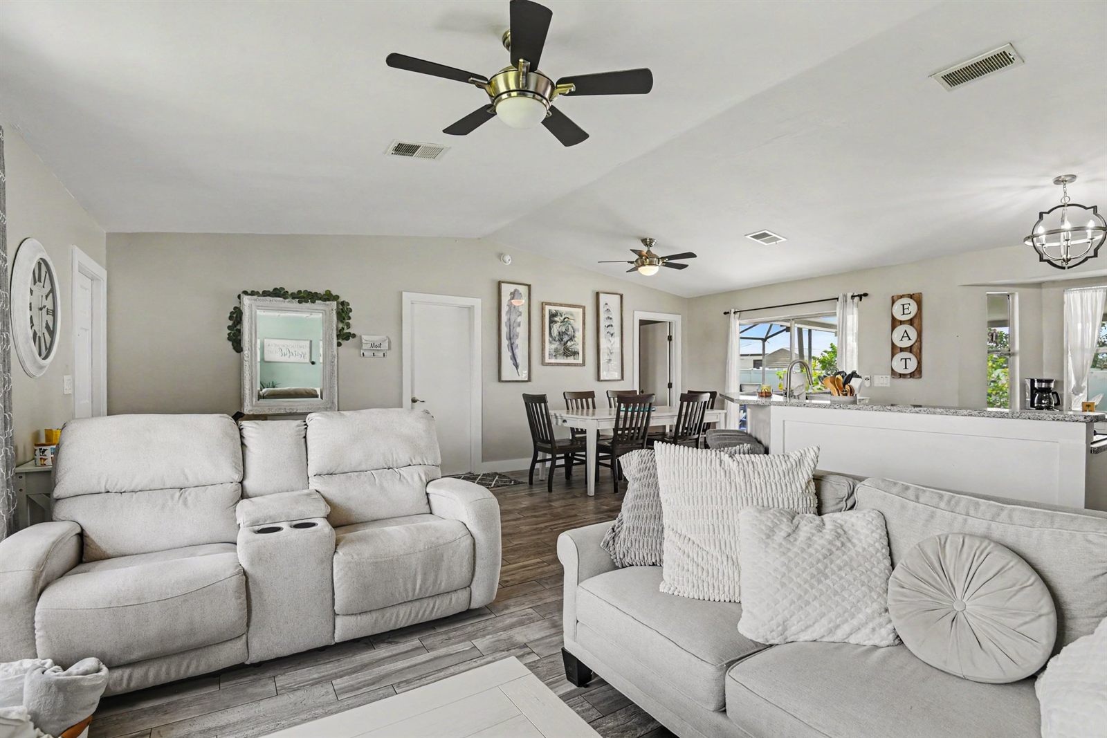 Open-concept living and dining area